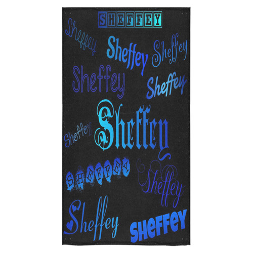 Sheffey Fonts - Shades of Blue on Black Bath Towel 30"x56"