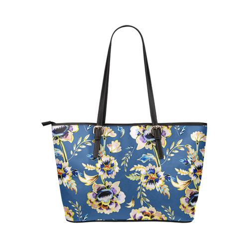 Batik Vintage Floral Pattern Leather Tote Bag/Small (Model 1651)