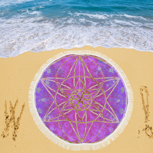 protection in purple colors special meditation mat or shawl Circular Beach Shawl 59"x 59"