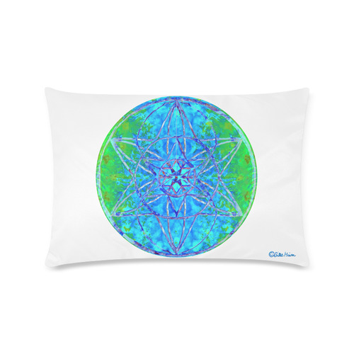 protection in nature colors-teal, blue and green Custom Rectangle Pillow Case 16"x24" (one side)