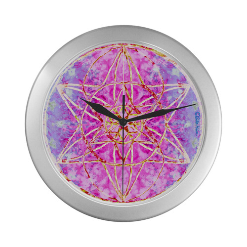 protection in purple colors 2 Silver Color Wall Clock