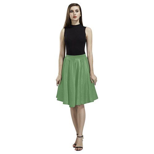 Hippie Green Melete Pleated Midi Skirt (Model D15)