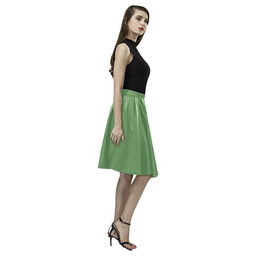 Hippie Green Melete Pleated Midi Skirt (Model D15)