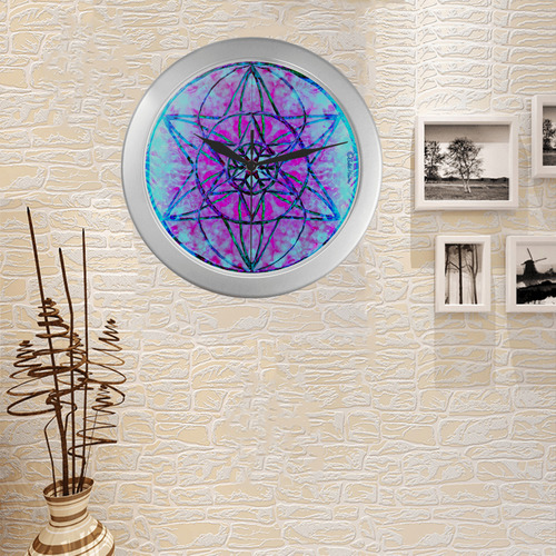 protection through an indigo wave Silver Color Wall Clock