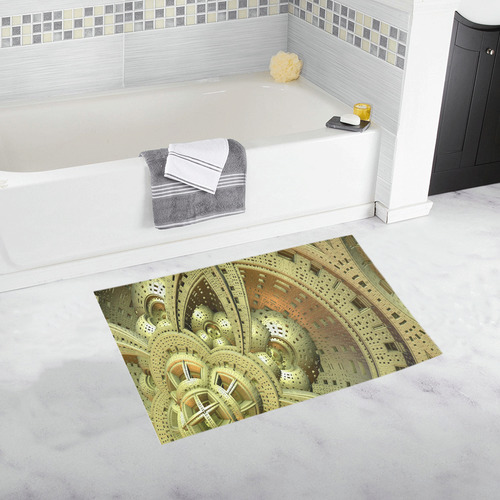 Golden Steam Punk Wheels Bath Rug 20''x 32''