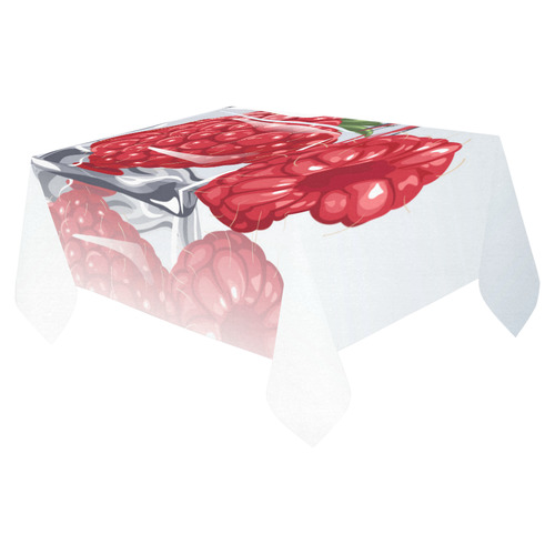 Ice Cube Raspberry Cool Summer Fruit Cotton Linen Tablecloth 52"x 70"
