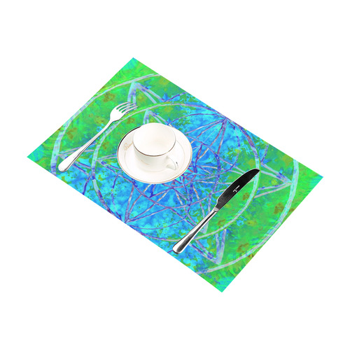 protection in nature colors-teal, blue and green Placemat 12’’ x 18’’ (Six Pieces)