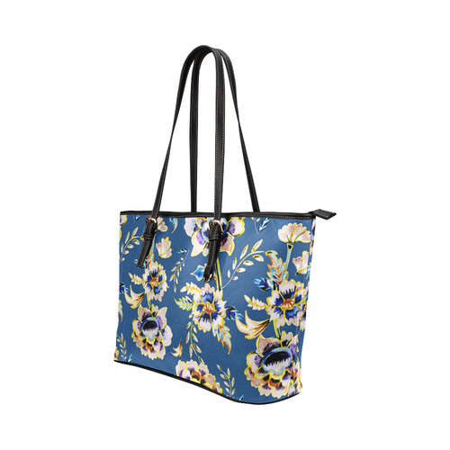 Batik Vintage Floral Pattern Leather Tote Bag/Small (Model 1651)
