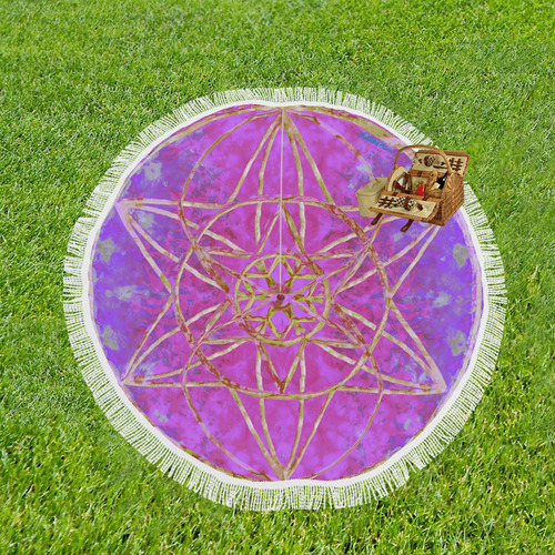 protection in purple colors special meditation mat or shawl Circular Beach Shawl 59"x 59"