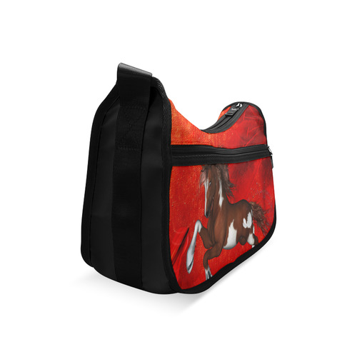 Wild horse on red background Crossbody Bags (Model 1616)