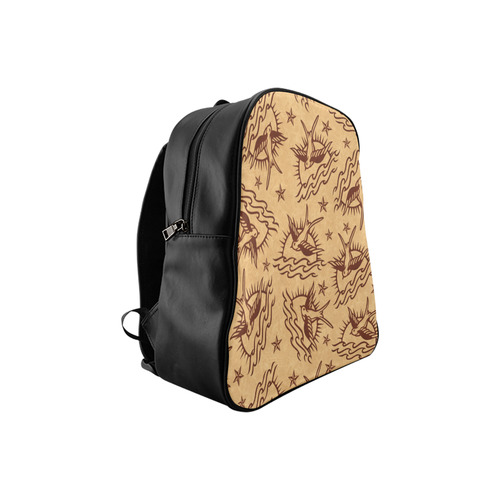 Sparrow Tattoos and Nautical Stars School Backpack (Model 1601)(Small)