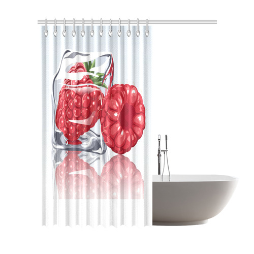 Ice Cube Raspberry Cool Summer Fruit Shower Curtain 72"x84"
