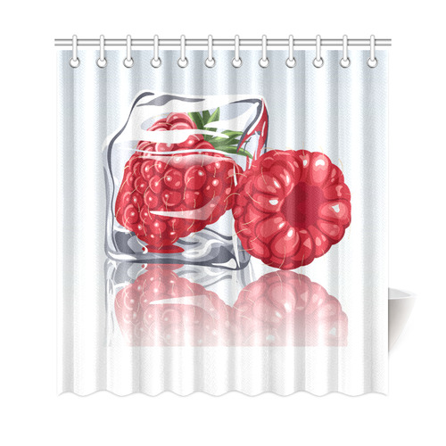 Ice Cube Raspberry Cool Summer Fruit Shower Curtain 69"x72"