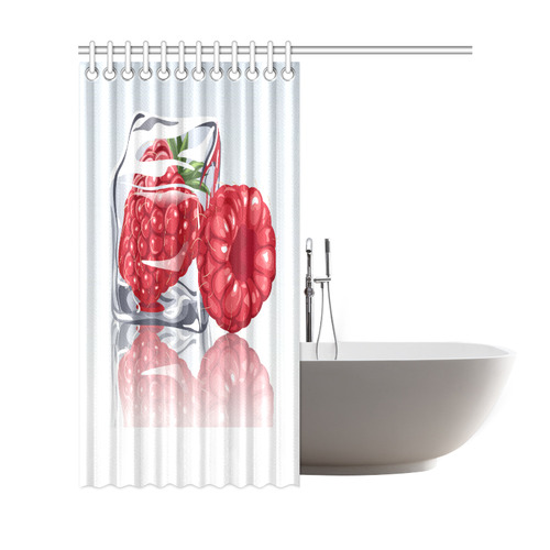Ice Cube Raspberry Cool Summer Fruit Shower Curtain 69"x72"