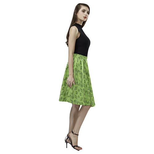Greenery Shadows Melete Pleated Midi Skirt (Model D15)