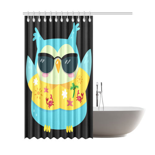 Cool Beach Owl Palm Tree Shades Shower Curtain 72"x84"