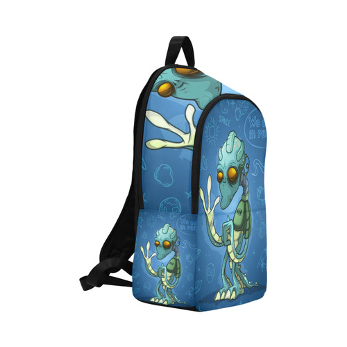 Alien Cartoon In Blue Fabric Backpack for Adult (Model 1659)