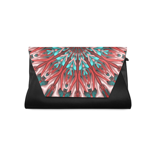 Pink teal fractal mandala Black Version Clutch Bag (Model 1630)