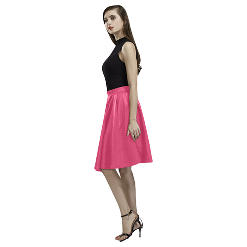 Raspberry Melete Pleated Midi Skirt (Model D15)