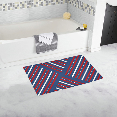 Patriotic Crisscross Bath Rug 16''x 28''