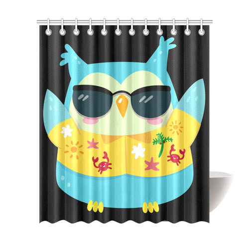 Cool Beach Owl Palm Tree Shades Shower Curtain 72"x84"