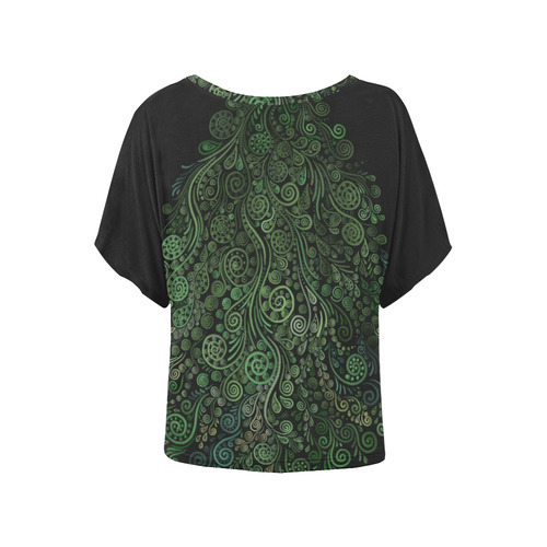 3D Psychedelic Abstract Fantasy Tree Greenery Women's Batwing-Sleeved Blouse T shirt (Model T44)