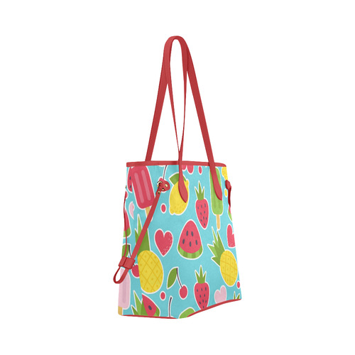 Summer Fruit Hearts Ice Cream Clover Canvas Tote Bag (Model 1661)