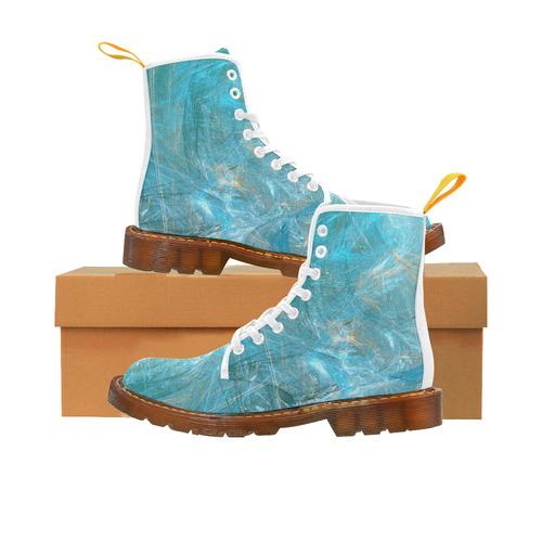 Frozen Ice Blue Fractal Martin Boots For Women Model 1203H