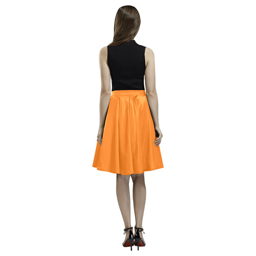 Orange Popsicle Melete Pleated Midi Skirt (Model D15)