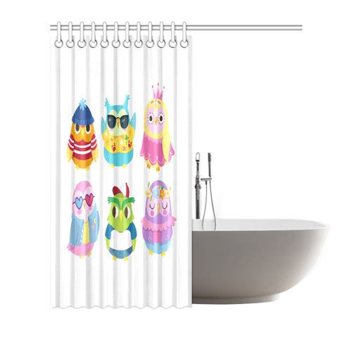 Cute Owls With Funny Clothes Shower Curtain 72"x72"