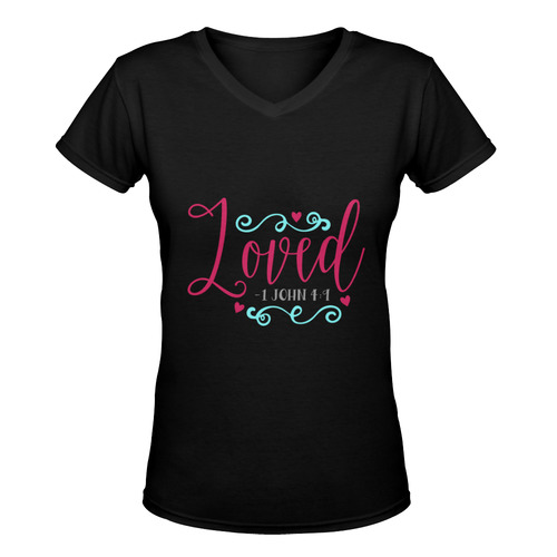 LOVED John 4:9 Women's Deep V-neck T-shirt (Model T19)