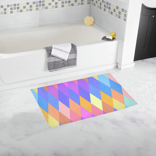 Multicolored Low Poly Diamonds Bath Rug 16''x 28''