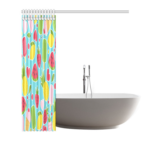 Summer Fruit Hearts Ice Cream Shower Curtain 72"x72"