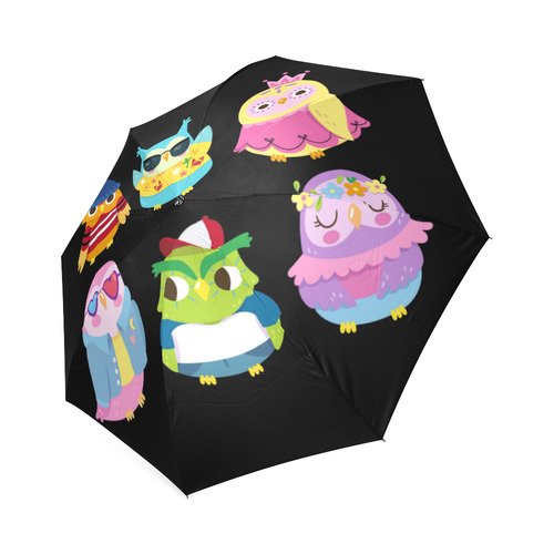 Cute Owls With Funny Clothes Foldable Umbrella (Model U01)
