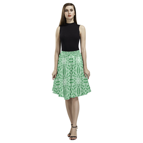 Green Lace Melete Pleated Midi Skirt (Model D15)