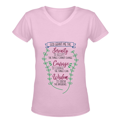 Serenity_Prayer_blue  burgundy Women's Deep V-neck T-shirt (Model T19)