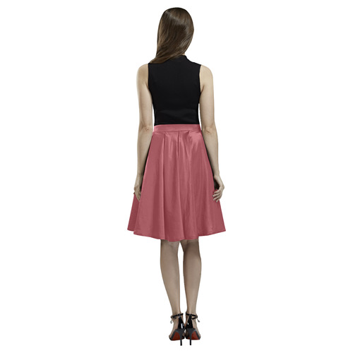 Deep Garnet Melete Pleated Midi Skirt (Model D15)