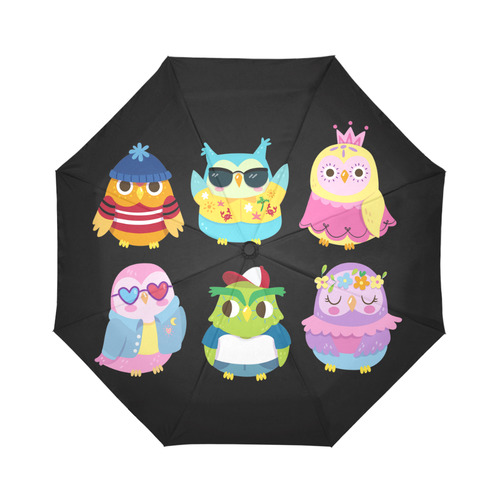 Cute Owls With Funny Clothes Auto-Foldable Umbrella (Model U04)
