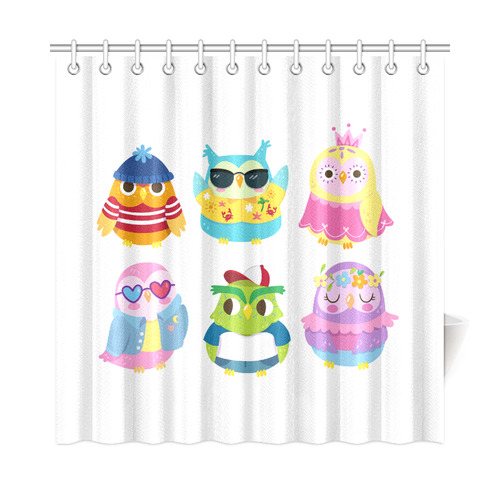 Cute Owls With Funny Clothes Shower Curtain 72"x72"