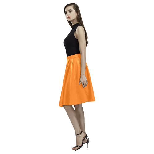 Orange Popsicle Melete Pleated Midi Skirt (Model D15)