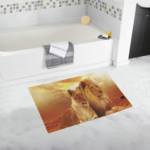 Lion Couple Sunset Fantasy Bath Rug 20''x 32''