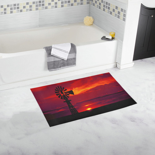 Windmill Sunset Bath Rug 16''x 28''