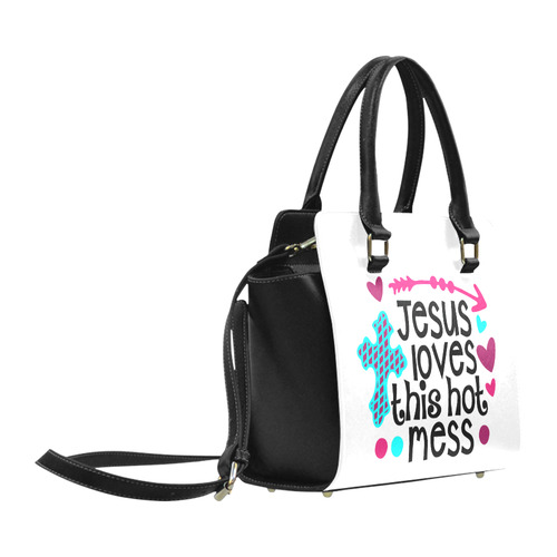 Jesus_love_this_hot_mess_pink teal purple black Classic Shoulder Handbag (Model 1653)