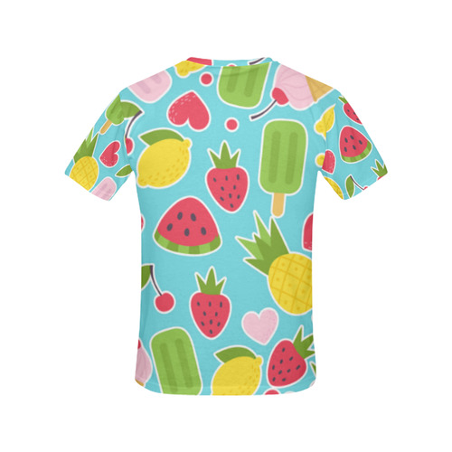 Summer Fruit Hearts Ice Cream All Over Print T-Shirt for Women (USA Size) (Model T40)