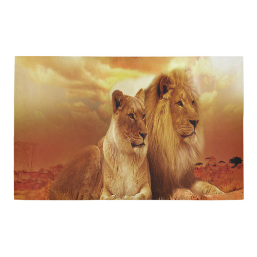 Lion Couple Sunset Fantasy Bath Rug 20''x 32''