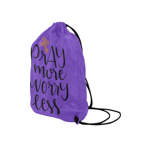 Pray More Worry Less Medium Drawstring Bag Model 1604 (Twin Sides) 13.8"(W) * 18.1"(H)