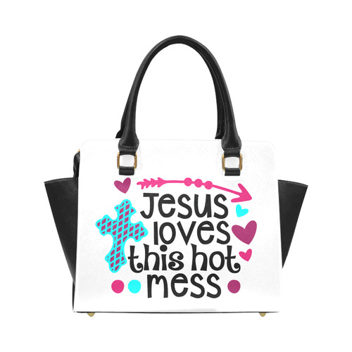 Jesus_love_this_hot_mess_pink teal purple black Classic Shoulder Handbag (Model 1653)