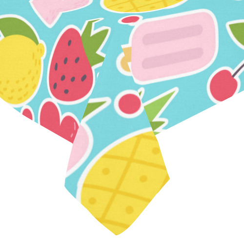 Summer Fruit Hearts Ice Cream Cotton Linen Tablecloth 60"x 84"