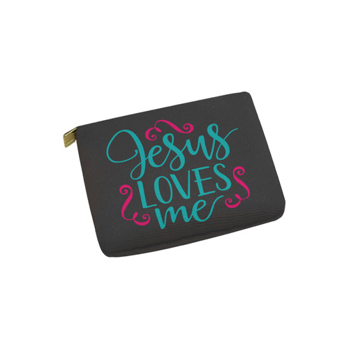 Jesus Loves Me (black) Carry All Pouch Carry-All Pouch 6''x5''