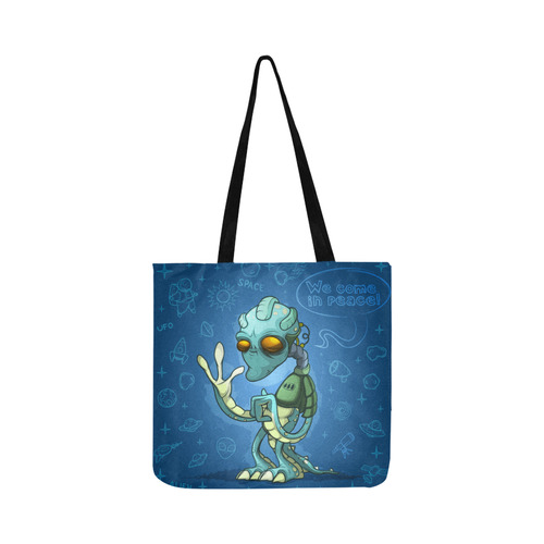 Alien Cartoon In Blue Reusable Shopping Bag Model 1660 (Two sides)